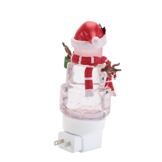 Melrose 6.75" Snowman with Present Snow Globe Night Light
